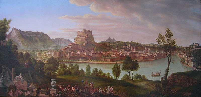 Johann Michael Sattler Ansicht von Salzburg vom Burglstein aus, Germany oil painting art
